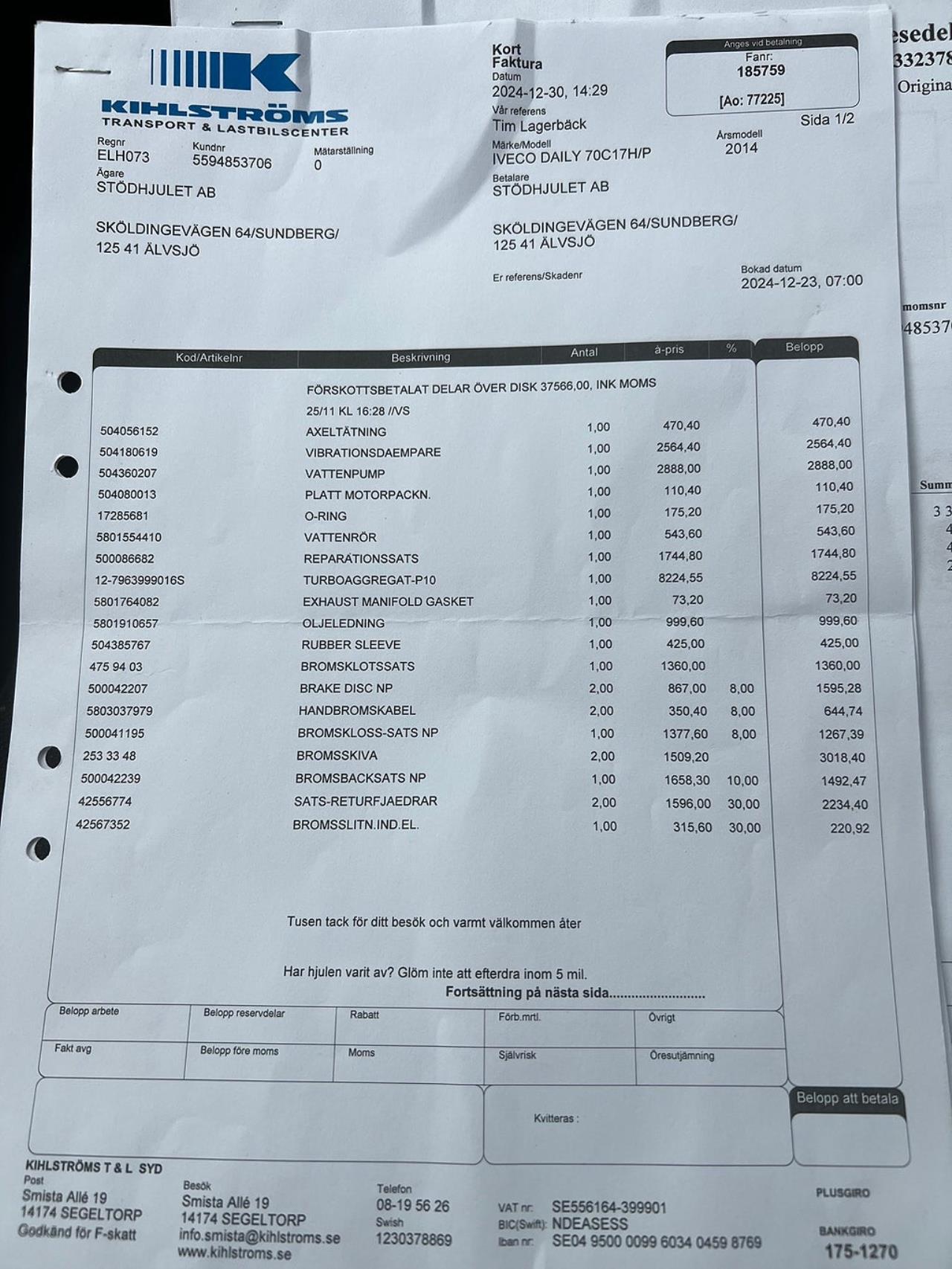 Iveco Daily 70C17 4x2 Flakbil Euro 6 2014 - Övrigt