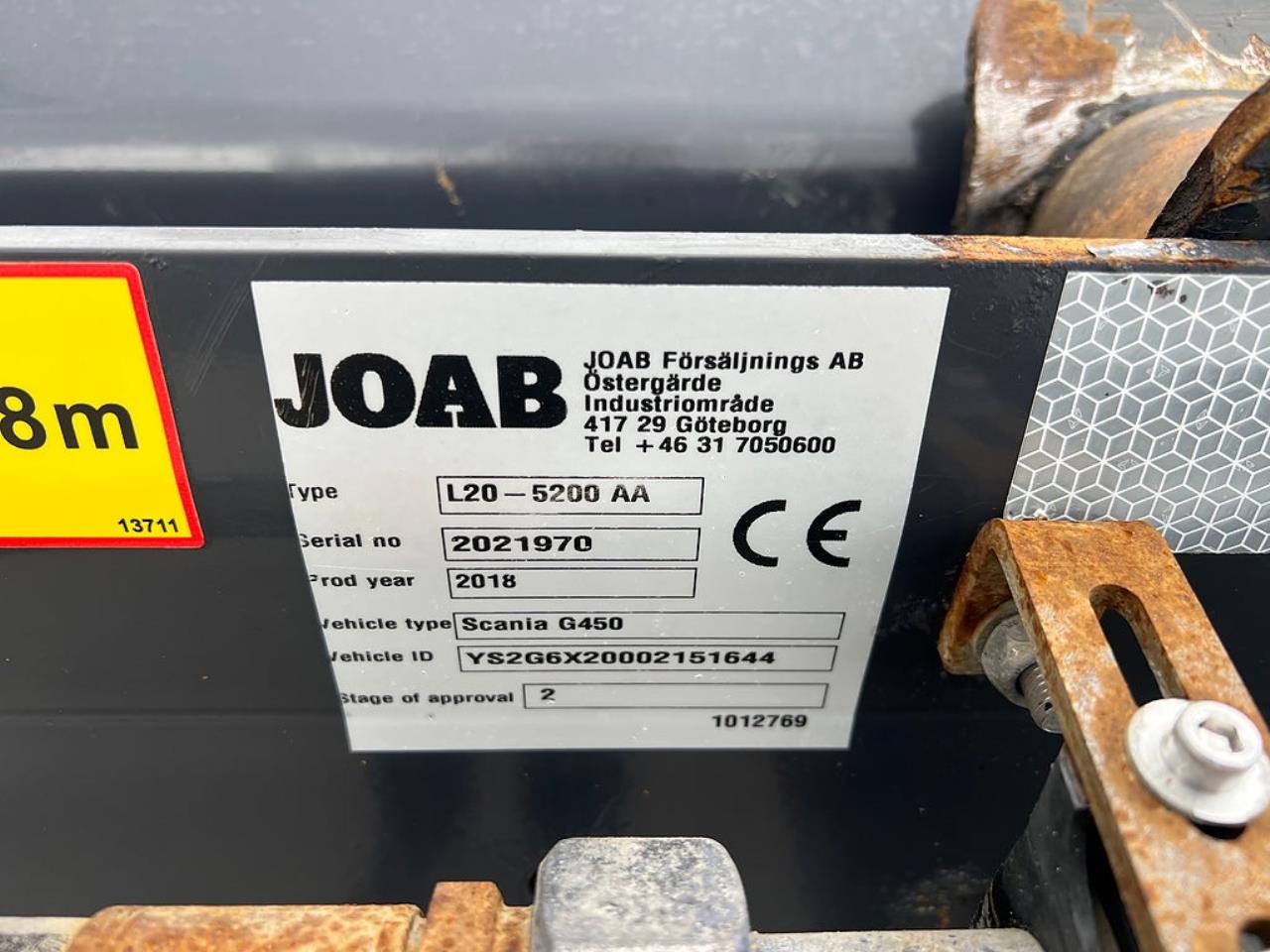 Scania G450 6x2*4 Lastv&auml;xlare, Kranflak Anpassad, Euro 6 2019 - Kran